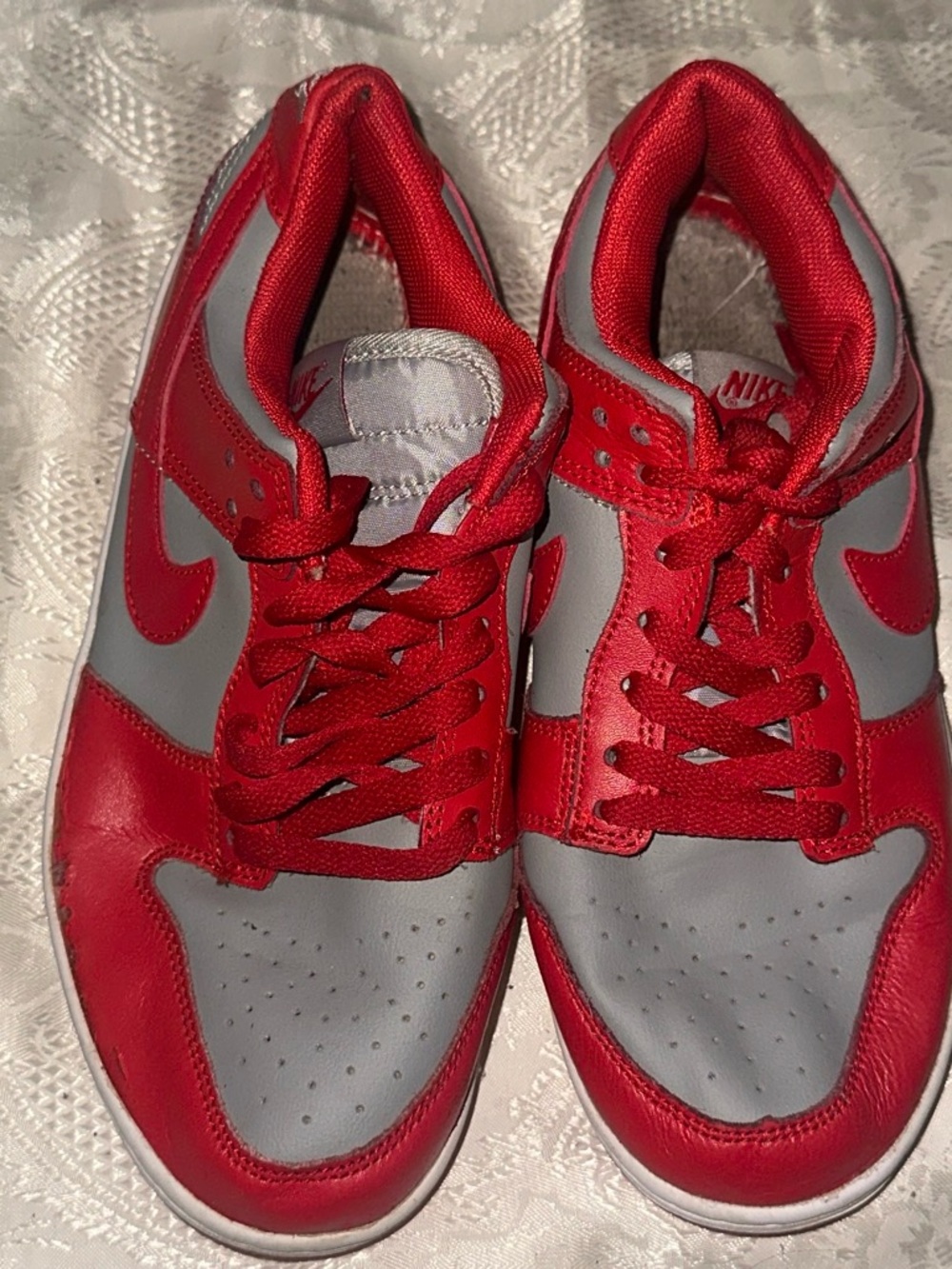 Nike Red and Gray Men's Low-Top Sneakers